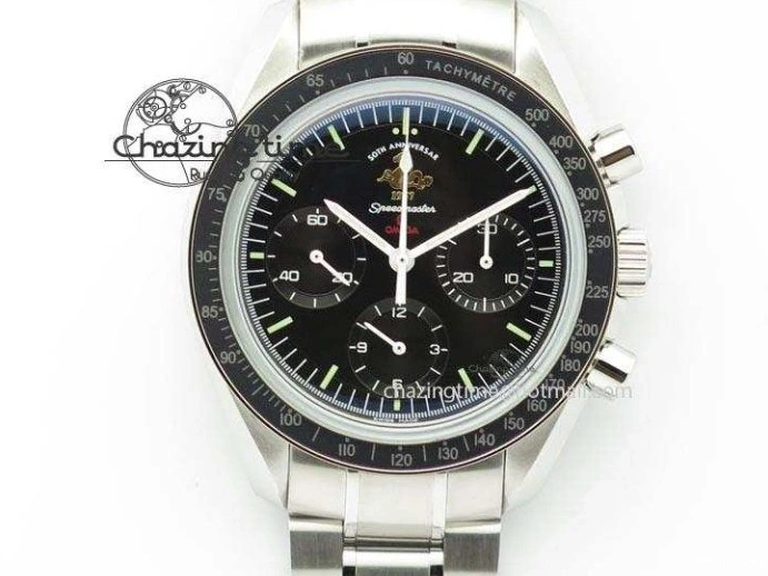 0419 Refined Speedmaster 50th Anniversary Black Dial On SS Bracelet 8232